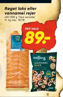 Bilka Røget laks eller vannamei rejer tilbud