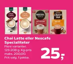 SuperBrugsen Chai Latte eller Nescafe Specialiteter tilbud