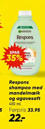 Bilka Respons shampoo med mandelmælk og agavesaft tilbud
