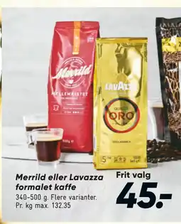Bilka Merrild eller Lavazza formalet kaffe tilbud