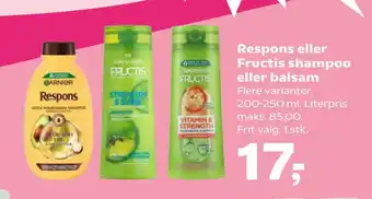 SuperBrugsen Respons eller Fructis shampoo eller balsam tilbud