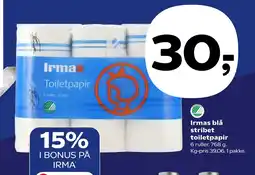 SuperBrugsen Irmas blå stribet toiletpapir tilbud
