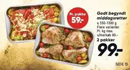 Bilka Godt begyndt middagsretter 2 pakker tilbud