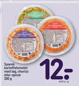 REMA 1000 Spansk kartoffelomelet med løg, chorizo eller spinat 200 g tilbud