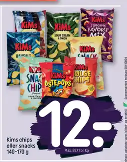 REMA 1000 Kims chips eller snacks 140-170 g tilbud