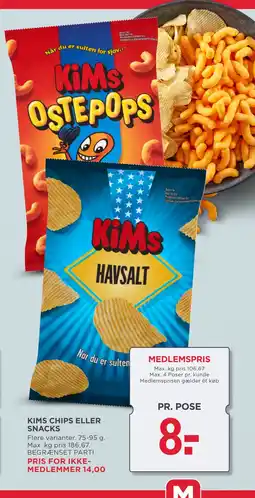MENY KIMS CHIPS ELLER SNACKS tilbud