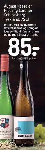 REMA 1000 August Kesseler Riesling Lorcher Schlossberg Tyskland, 75 cl tilbud