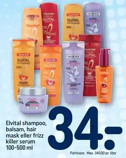 REMA 1000 Elvital shampoo, balsam, hair mask eller frizz killer serum tilbud