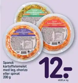 REMA 1000 SPANSK KARTOFFELOMELET med løg, chorizo eller spinat tilbud