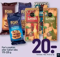 REMA 1000 FOX'S Cookies eller SAFARI kiks tilbud