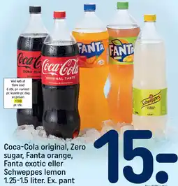 REMA 1000 COCA-COLA original, Zero sugar,FANTA ORANGE , Fanta exotic eller SCHWEPPES lemon tilbud
