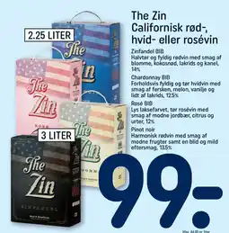 REMA 1000 THE ZIN Californisk rød-, hvid- eller rosévin tilbud