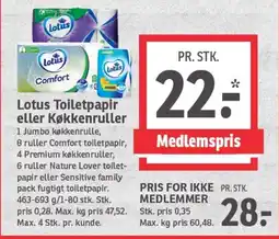 SPAR LOTUS Toiletpapir eller Køkkenruller tilbud