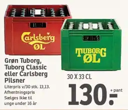 SPAR Grøn Tuborg, Tuborg Classic eller Carlsberg Pilsner tilbud
