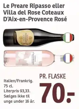 SPAR Le Preare Ripasso eller Villa del Rose Coteaux D'Aix-en-Provence Rosé tilbud