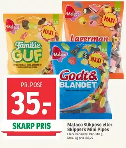 SPAR Malaco Slikpose eller Skipper's Mini Pipes tilbud