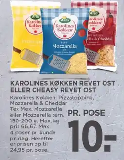 MENY Karolines Køkken revet ost eller cheasy revet ost tilbud