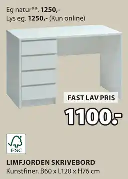 JYSK LIMFJORDEN SKRIVEBORD tilbud