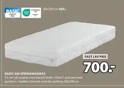 JYSK BASIC S50 SPRINGMADRAS tilbud