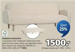 JYSK PARADIS SOVESOFA tilbud