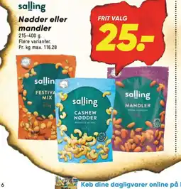 Bilka Nødder eller mandler tilbud