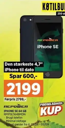 Power IPHONE SE 64 GB tilbud