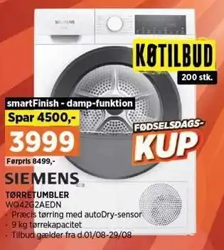 Power SIEMENS TØRRETUMBLER tilbud