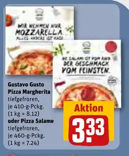 REWE DE Gustavo Gusto Pizza Margherita oder Pizza Salame tilbud