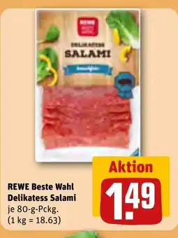 REWE DE REWE Beste Wahl Delikatess Salami tilbud