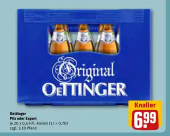 REWE OETTINGER Pils oder Export tilbud