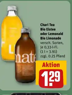 REWE DE Chari Tea Bio Eistee oder Lemonaid Bio Limonade tilbud