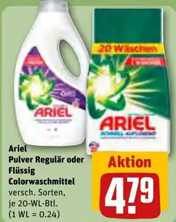 REWE DE ARIEL Pulver Regulär oder Flüssig Colorwaschmittel tilbud