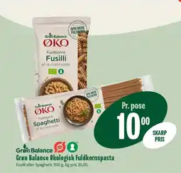 Min Købmand Grøn Balance Økologisk Fuldkornspasta tilbud