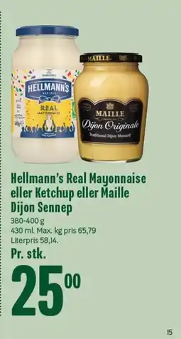 Min Købmand HELLMANN'S Real Mayonnaise eller Ketchup eller MAILLE Dijon Sennep tilbud
