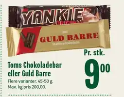 Min Købmand TOMS Chokoladebar eller Guld Barre tilbud