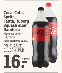 SPAR COCA-COLA, SPRITE, FANTA,TUBORG Squash eller RAMLÖSA tilbud