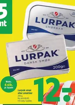 Coop 365 Lurpak smør eller smørbar 200 gram tilbud