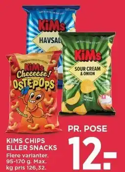 MENY KIMS CHIPS ELLER SNACKS tilbud