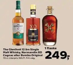 Kvickly The Glenlivet 12 års Single Malt Whisky, Normandin XO Cognac eller Bumbu Original tilbud