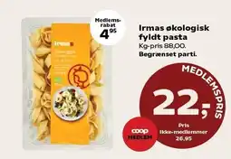 Kvickly Irmas økologisk fyldt pasta tilbud