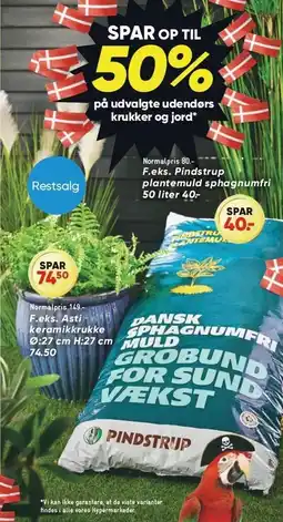 Bilka SPAR OP TIL 50% på udvalgte udendørs krukker og jord tilbud
