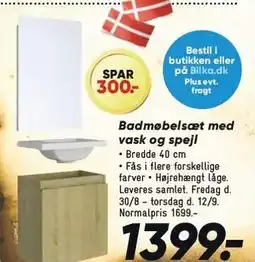 Bilka Badmøbelsæt med vask og spejl tilbud