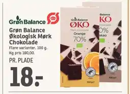 SPAR Grøn Balance Økologisk Mørk Chokolade tilbud