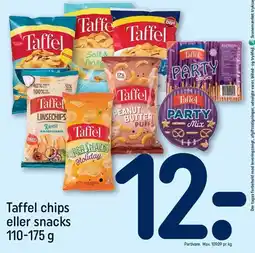 REMA 1000 Taffel chips eller snacks 110-175 g tilbud