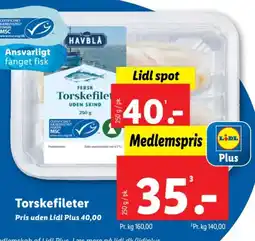 Lidl HAVBLÅ Torskefilet tilbud