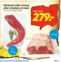 Bilka Mørbrad uden streng eller striploin af okse tilbud