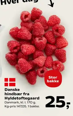 SuperBrugsen Danske hindbær fra Hyldetoftegaard tilbud