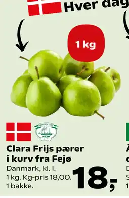 Kvickly Clara Frijs pærer i kurv fra Fejø tilbud
