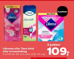 Libresse eller Tena bind eller trusseindlæg