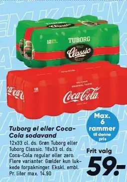 Bilka Tuborg øl eller Coca-Cola sodavand tilbud